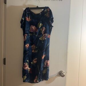 Floral Print Navy Midi Dress
